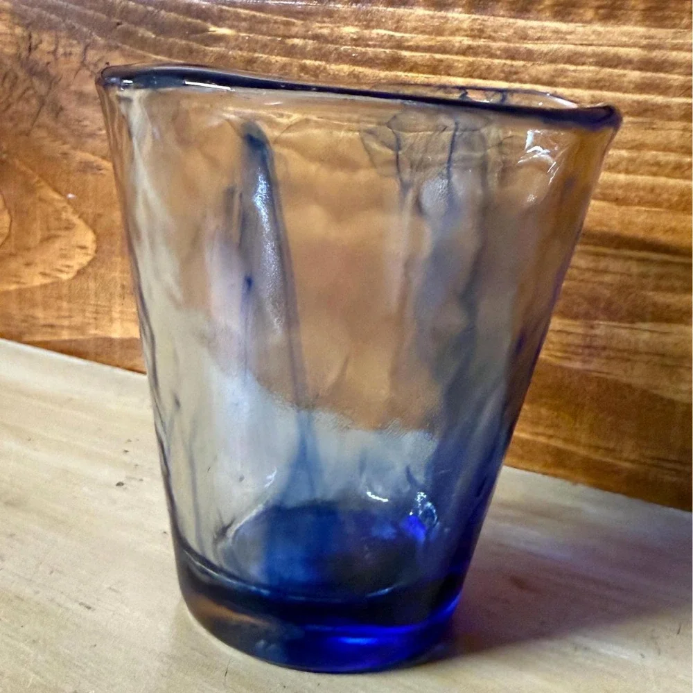 Bormioli Rocco Murano Blue 9oz Flat Tumbler Cobalt Swirl Italian Glass Drinkware